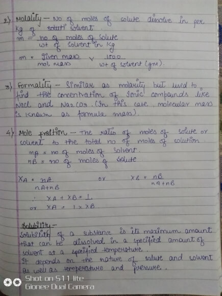 Class 12 Chemistry NCERT Handwritten Notes Chapter 2 Solutions