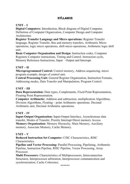 Computer Organization & Architecture Computerized Notes For Computer ...