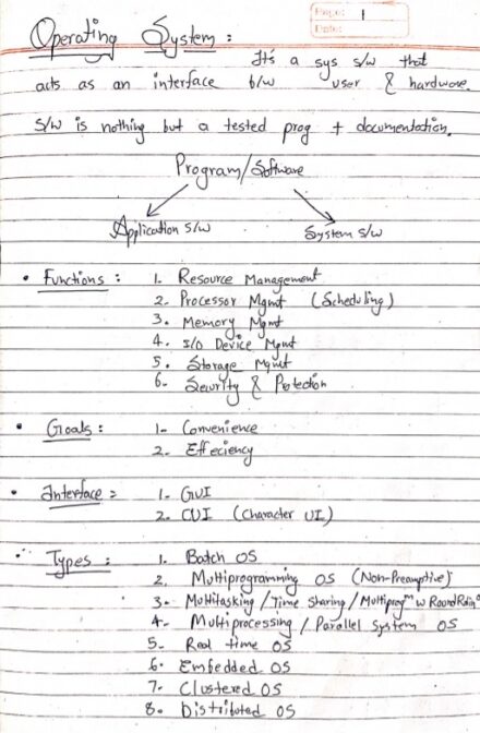 Operating System (OS) by GATE SMASHERS Full Handwritten Notes PDF