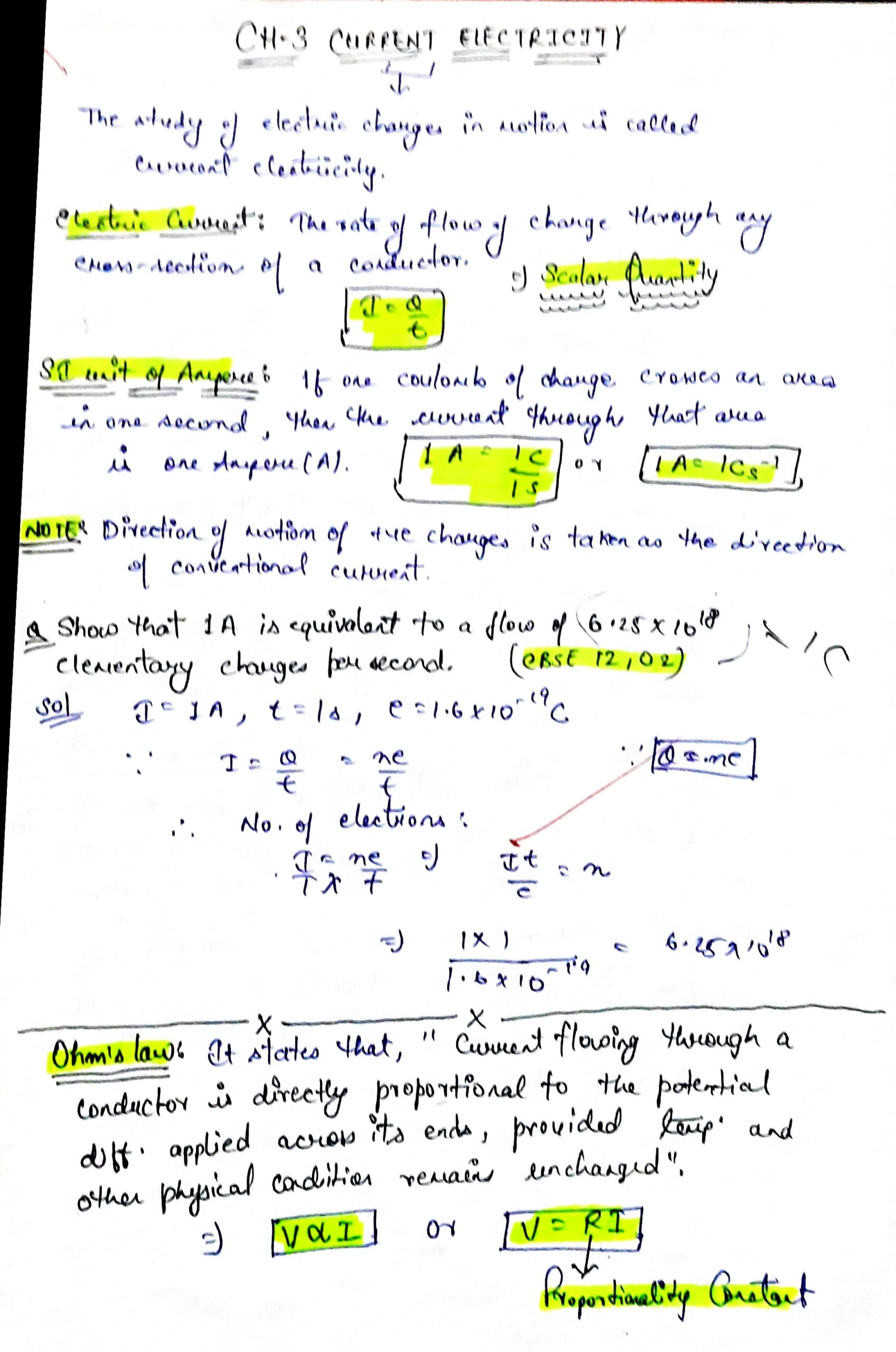 Current Electricity Notes For Class Iitjee Neet Handwritten Notes Pdf
