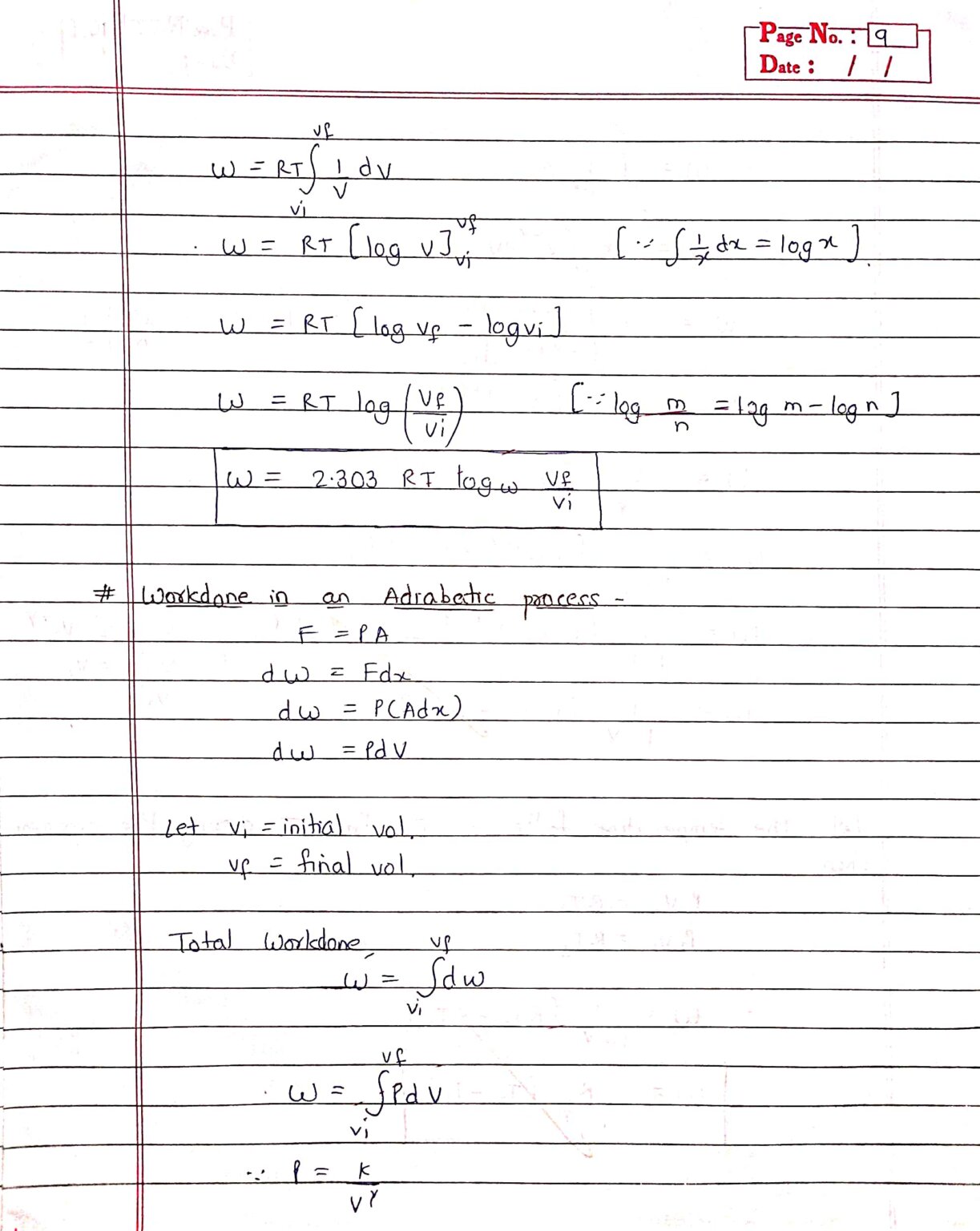 Thermodynamics Class Chapter Handwritten Notes With Question And Derivations Shop