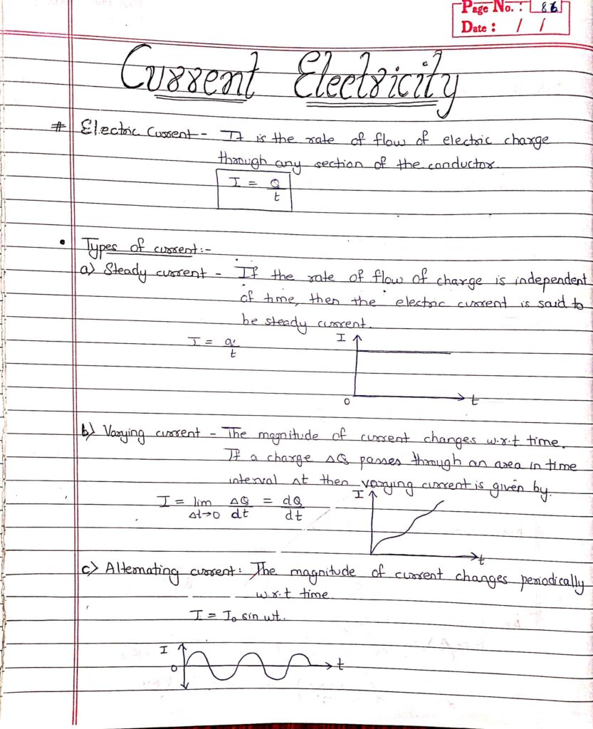 Current Electricity Class 12 Physics Handwritten Notes Shop Handwritten Notes Shn 0606