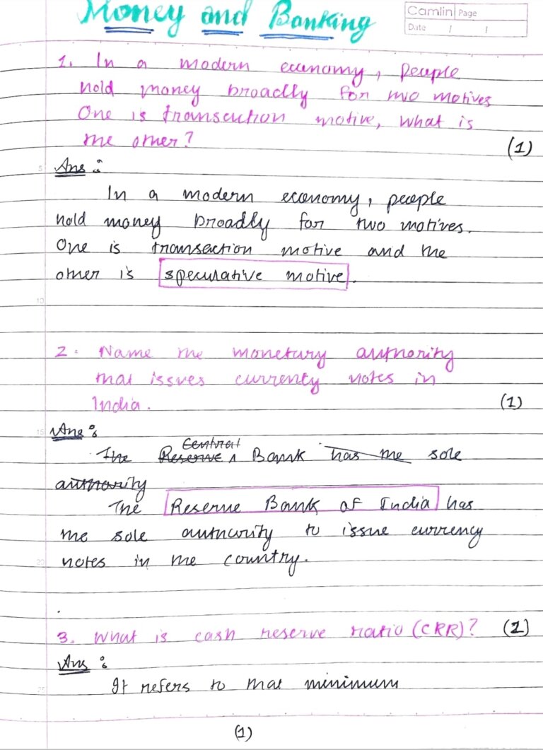 Money and Banking Class 12 Macroeconomics Chapter 2 Handwritten Notes