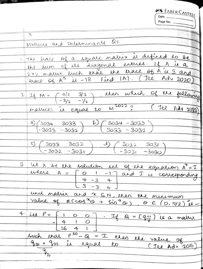 Class 12 Matrices And Determinants Jee Advanced Exclusive Theory Pyqs By Vaaruna Ramakrishnan 1353