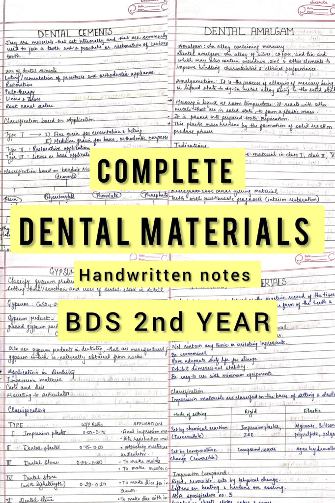 Bds 2nd Year Dental Materials Dm Complete Handwritten Notes For University Exams Shop 1738