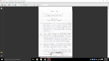 Class 12th Physics Notes: Complete Handwritten Notes of Electrostatics