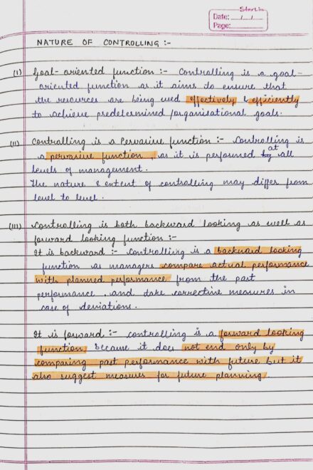 Chapter 8 (Controlling): Class 12 Business Studies Handwritten Notes ...