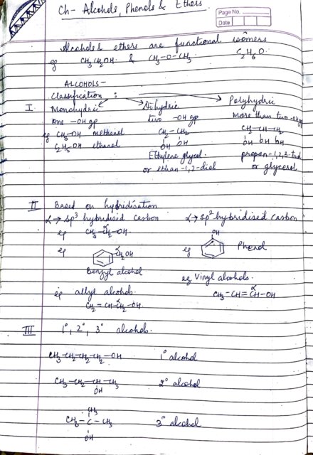 Chemistry Class 12 Alcohol and Phenol Chapter notes for NEET and CBSE Board