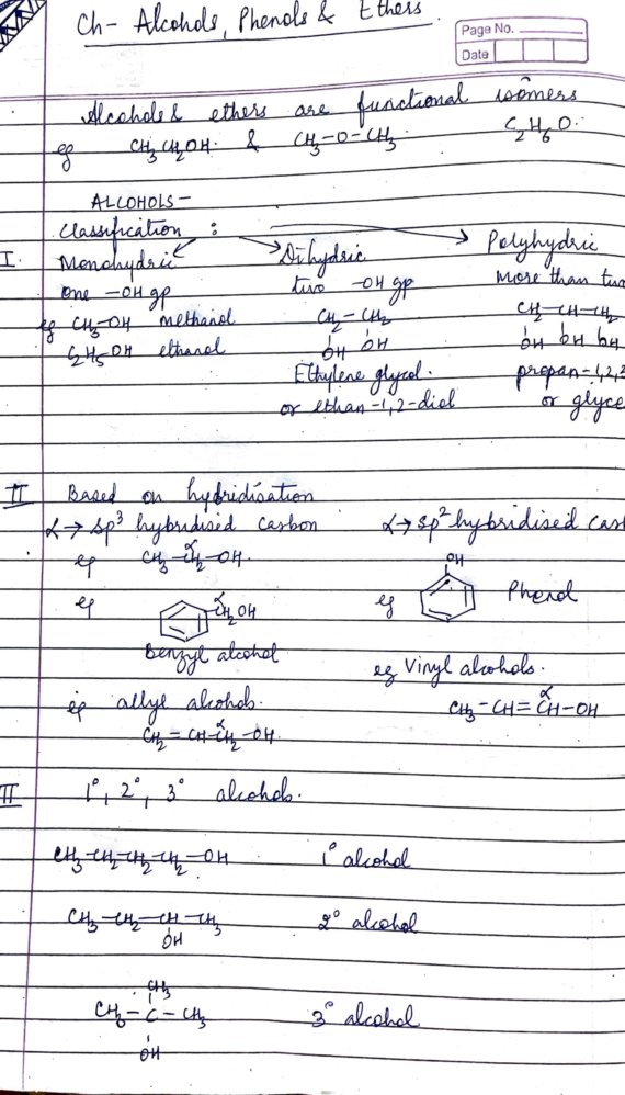 Chemistry Class 12 Alcohol and Phenol Chapter notes for NEET and CBSE Board