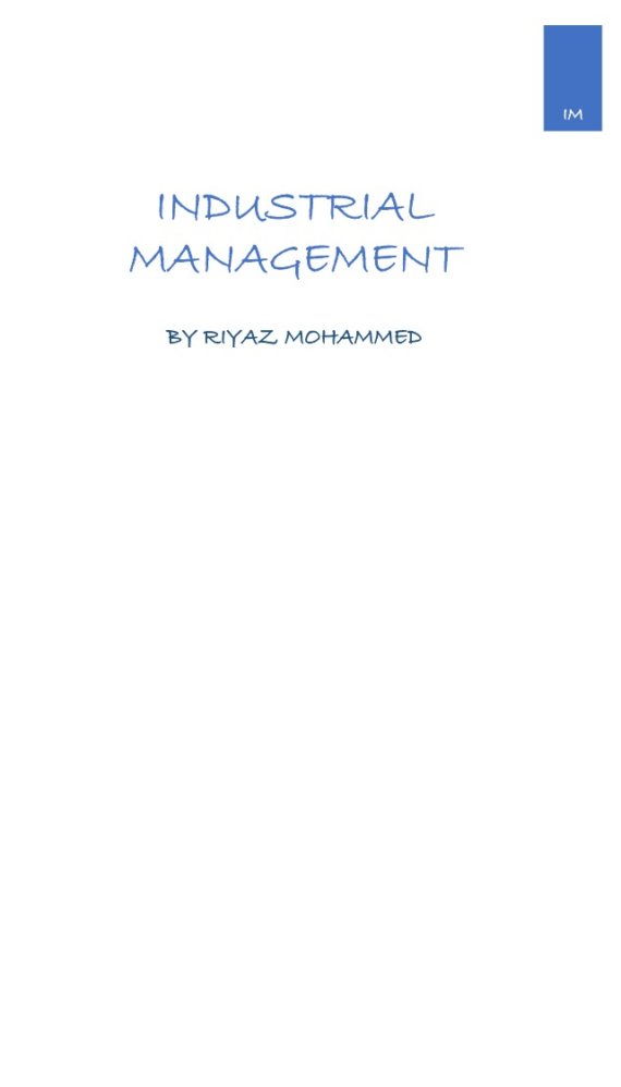 Industrial Management Computerized Notes for Engineering by Riyaz Mohammed