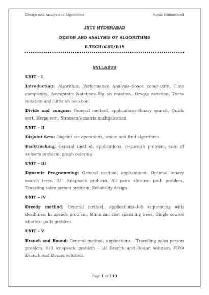 Design and Analysis of Algorithms Computerized Notes for Computer