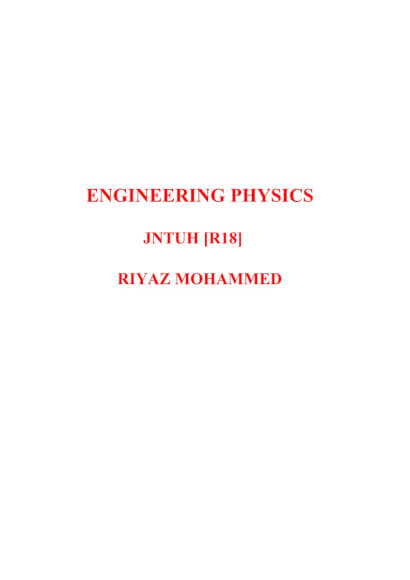 Engineering Physics Notes PDF by Riyaz Mohammed