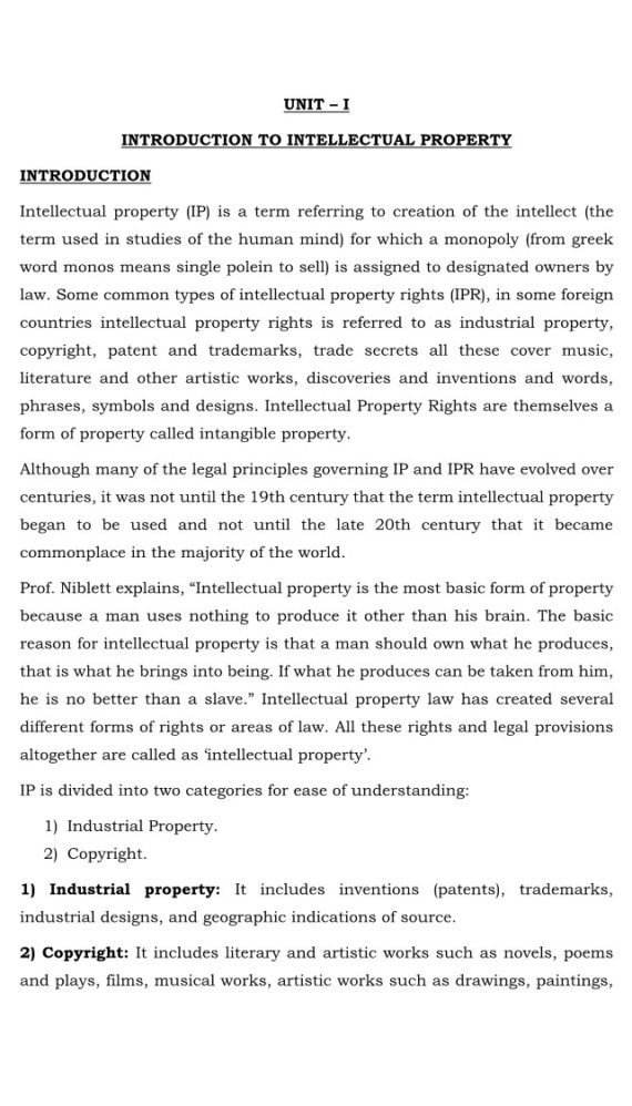 Intellectual Property Rights Computerized Notes for Engineering by Riyaz Mohammed