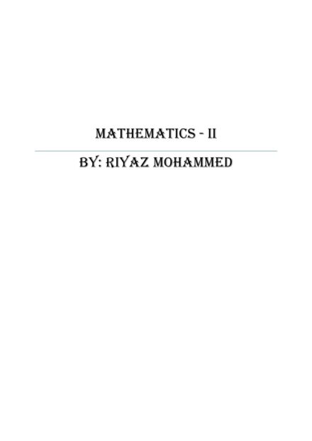 Mathematics – II Handwritten Notes for Engineering by Riyaz Mohammed