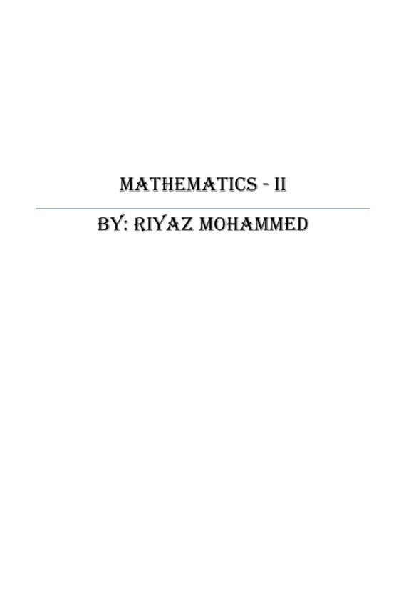 Mathematics – II Handwritten Notes for Engineering by Riyaz Mohammed