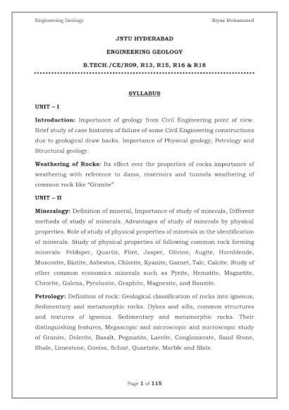 Engineering Geology Computerized Notes for Civil Engineering by