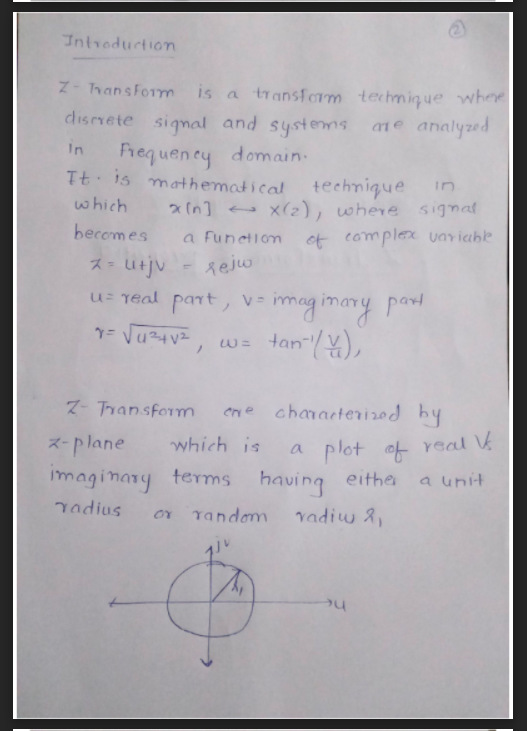 GATE and University Exam- Signals and Systems- Z transform Handwritten Notes PDF