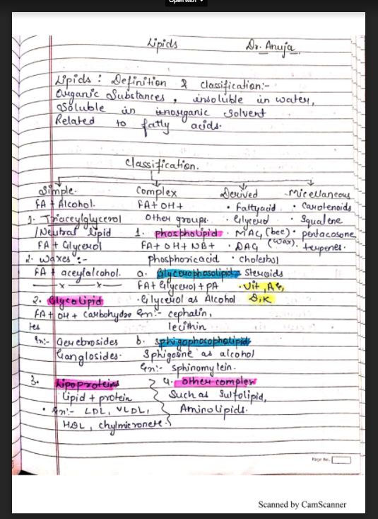 Introduction to Biomolecules Handwritten Notes PDF Download