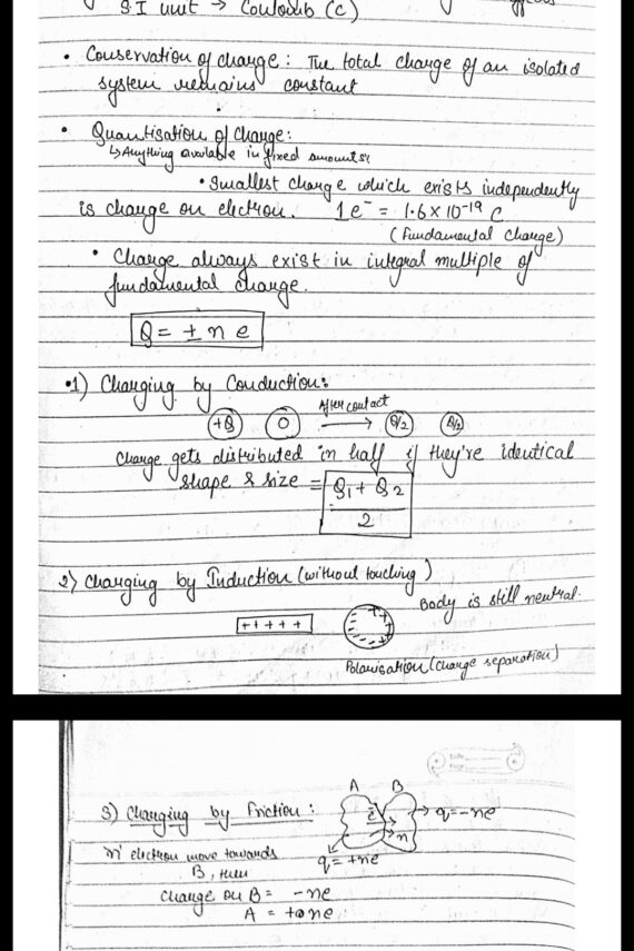 Electric Charges And Fields CBSE Class 12 Handwritten Notes PDF