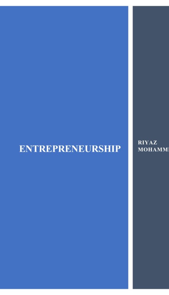 Entrepreneurship Computerized Notes for Engineering by Riyaz Mohammed