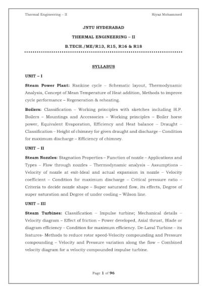 Thermal Engineering II Computerized Notes for Mechanical