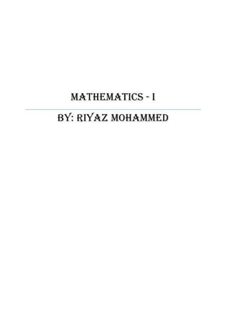 Mathematics – I Handwritten Notes for Engineering by Riyaz Mohammed