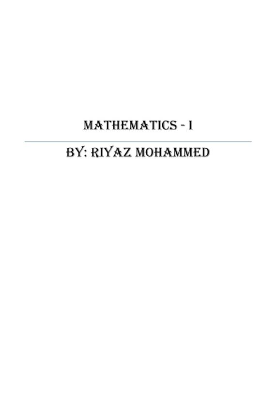 Mathematics – I Handwritten Notes for Engineering by Riyaz Mohammed