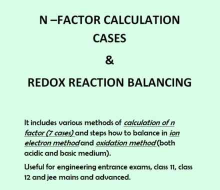 N-Factor Calculation and Redox Balancing Handwritten Notes PDF- SHN