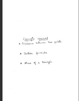 CBSE Class 10 MATHS Coordinate Geometry Handwritten Notes PDF
