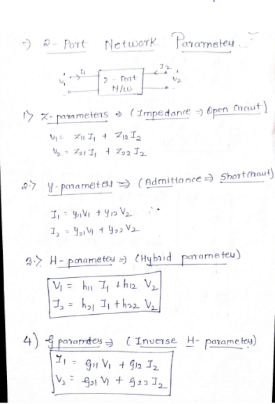 GATE and University Exam- Networks- Two port networks | Handwritten Notes PDF