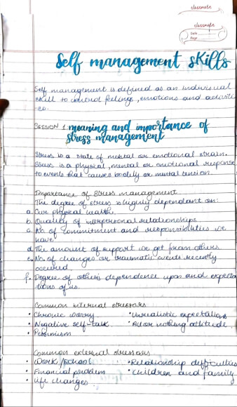 Class 10 computer code 402-self management skills Handwritten Notes PDF