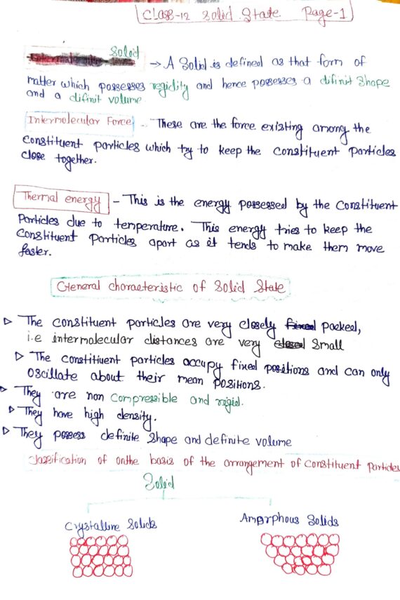 Solid state(kaksha class notes) by fajal Rajak- Shop Handwritten Notes