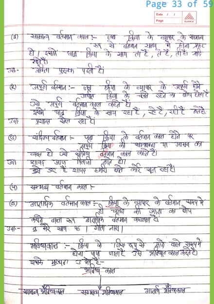 Complete Hindi Grammar (Vyakaran) Handwritten Notes PDF by a government teacher