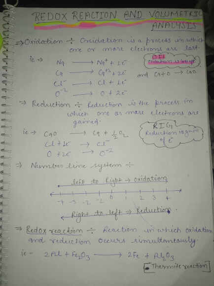 Redox Reactions Class 11 JEE Notes Physics Wallah Handwritten Notes
