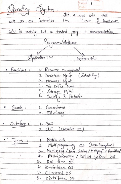 Operating System (OS) by GATE SMASHERS Full Handwritten Notes PDF