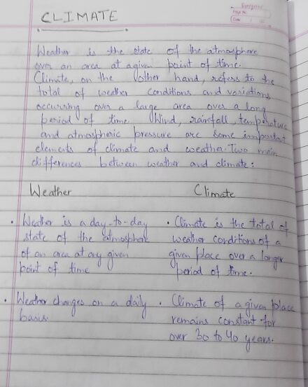 NOTES - CLIMATE | SOCIAL STUDIES| CLASS 9 | IIT FOUNDATION | GOOD HANDWRITING |