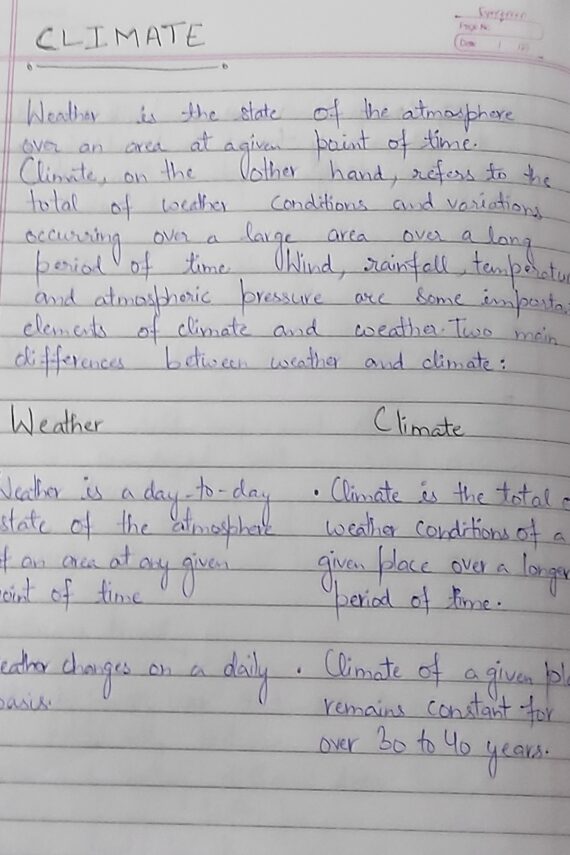 NOTES - CLIMATE | SOCIAL STUDIES| CLASS 9 | IIT FOUNDATION | GOOD HANDWRITING |