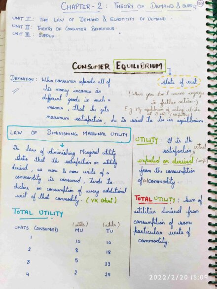 Theory of Demand and Supply Handwritten Notes PDF