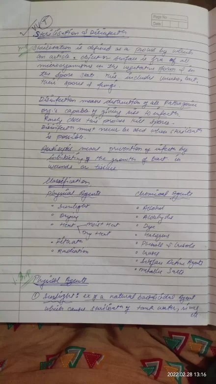 BDS- Sterilization and disinfection Handwritten Notes PDF