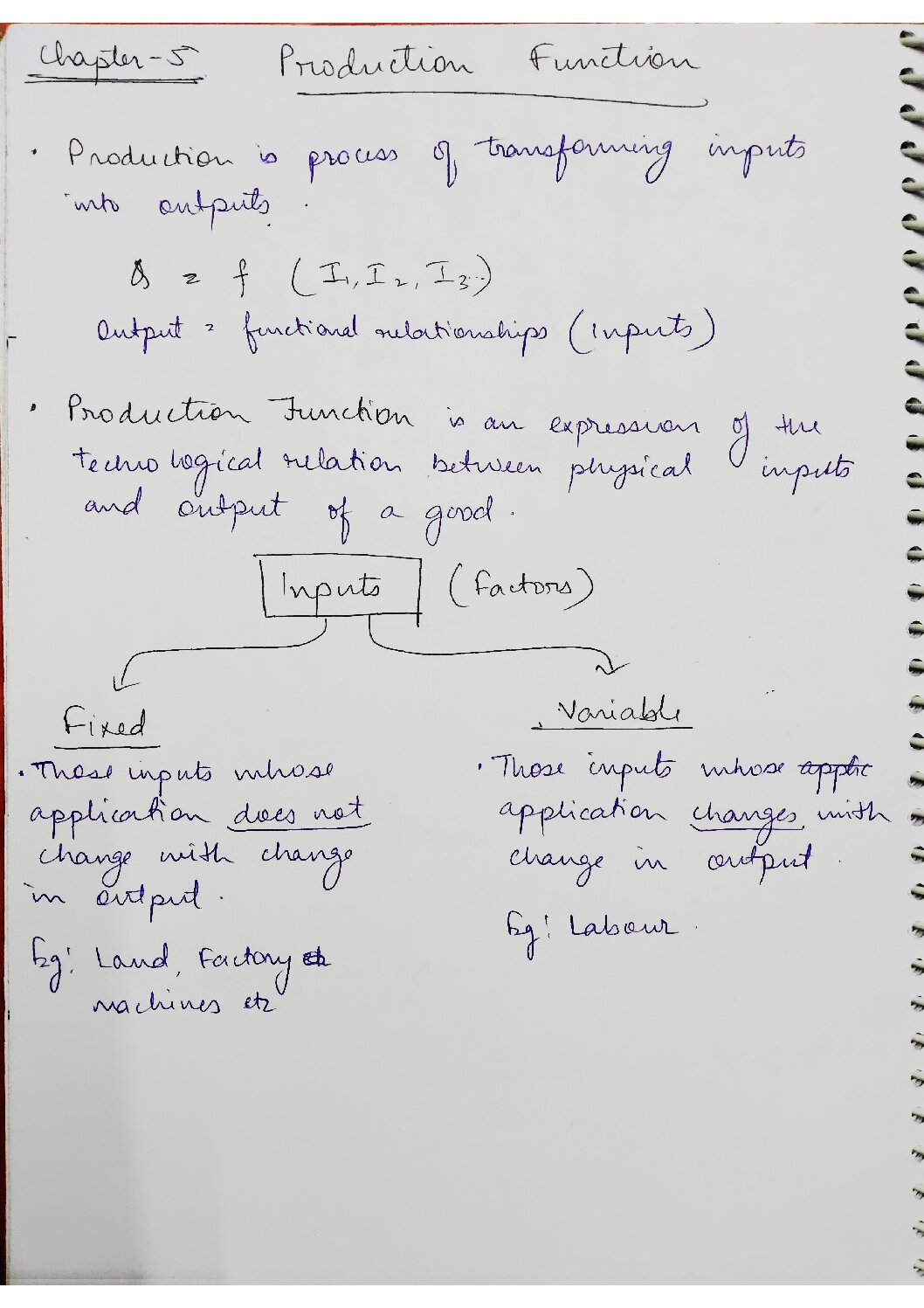 production function notes
