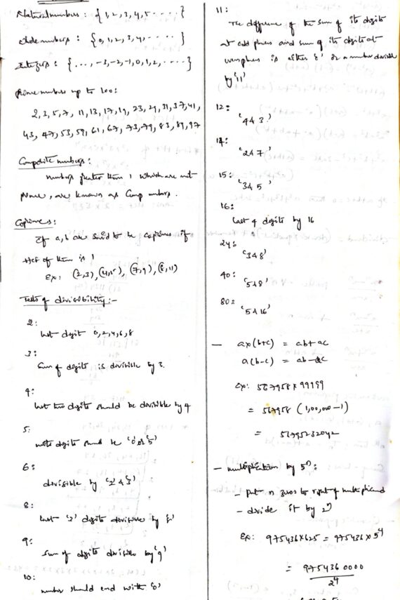 IMP Formulae - Quantitative Aptitude Handwritten Notes PDF