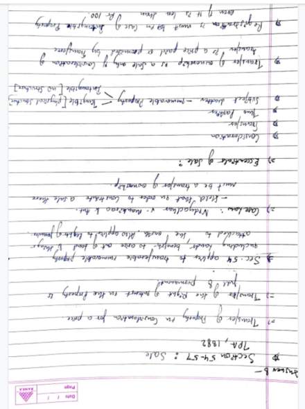 Transfer of property act - law Handwritten Notes PDF