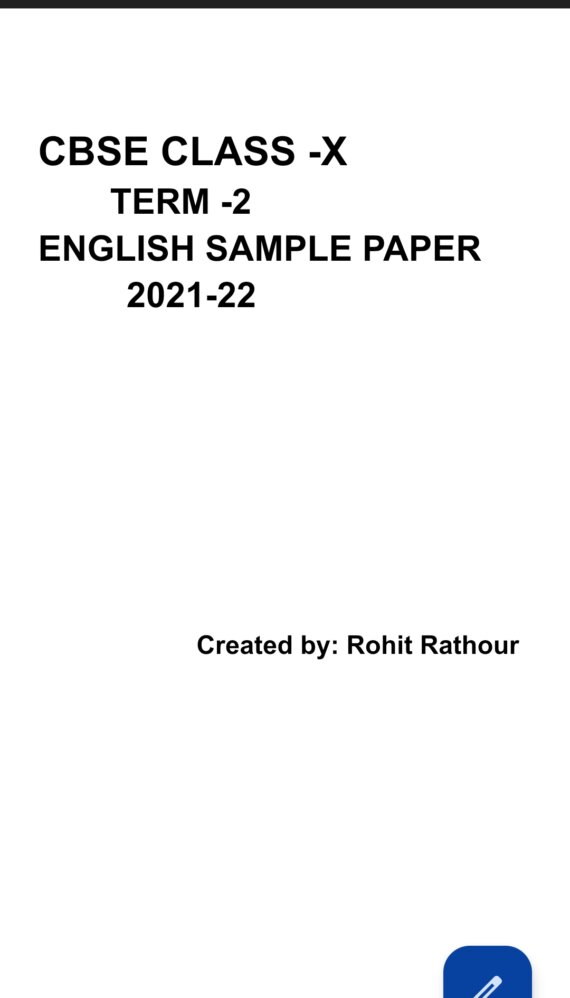 CBSE Class -X Term-2 English Sample Paper PDF Download