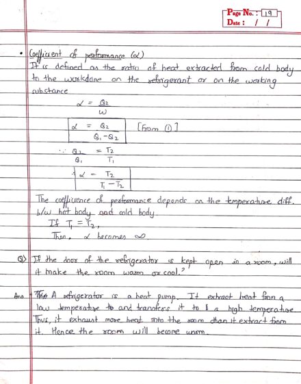 Thermodynamics Class 11 Coefficient of performance by Sanjana Kumari