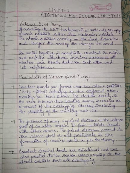 Atomic and molecular structure notes for 11th and B.Tech Handwritten Notes PDF