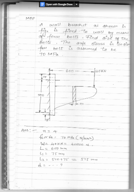 Bolted connections - Machine Design problems for Engineering Students