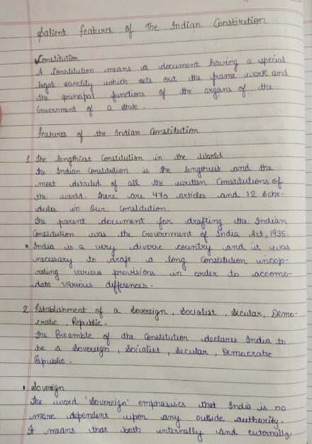 Indian Constitution Handwritten notes