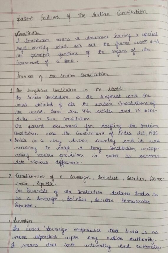 Indian Constitution Handwritten notes