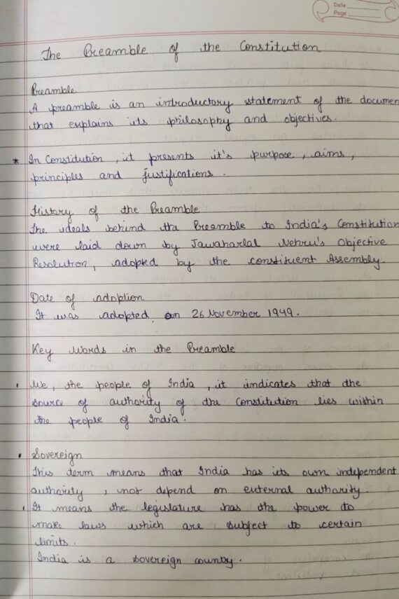 Indian Constitution Handwritten Notes Part 2 by Notesgram