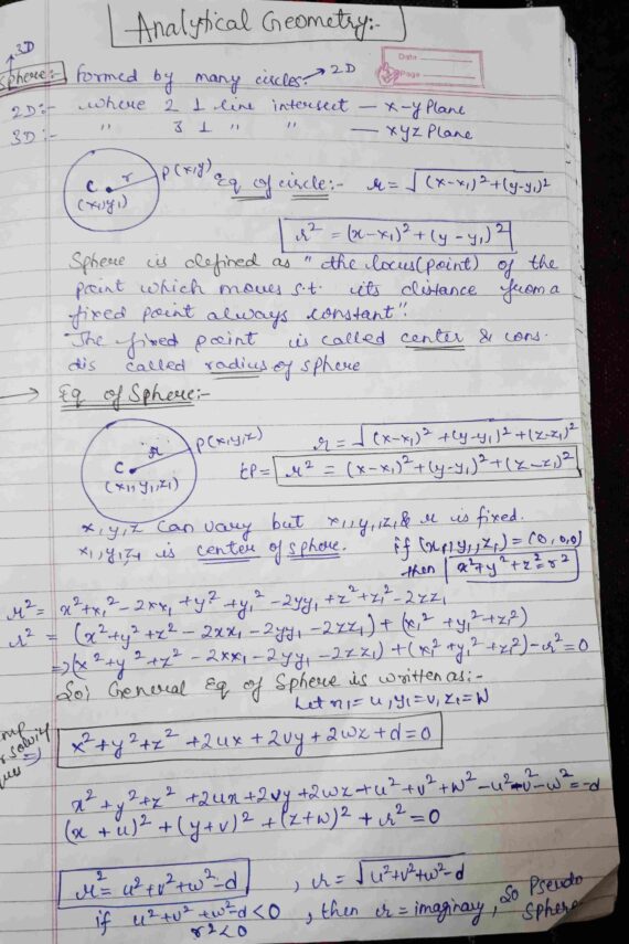 Sphere introduction Handwritten Notes PDF